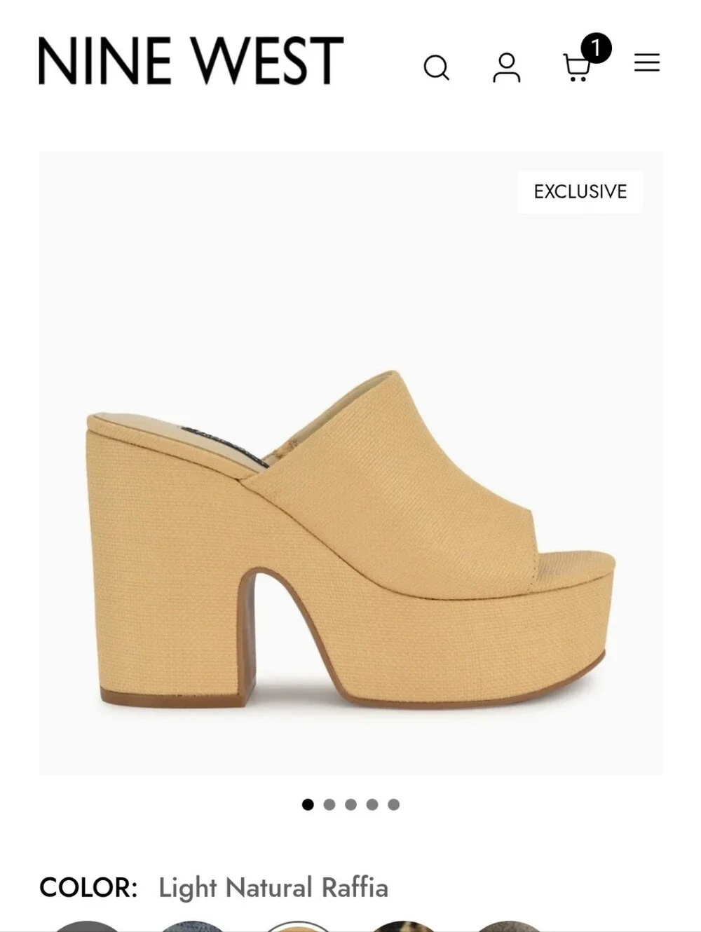 Nine West Beige Raffia Platform Slide Mule